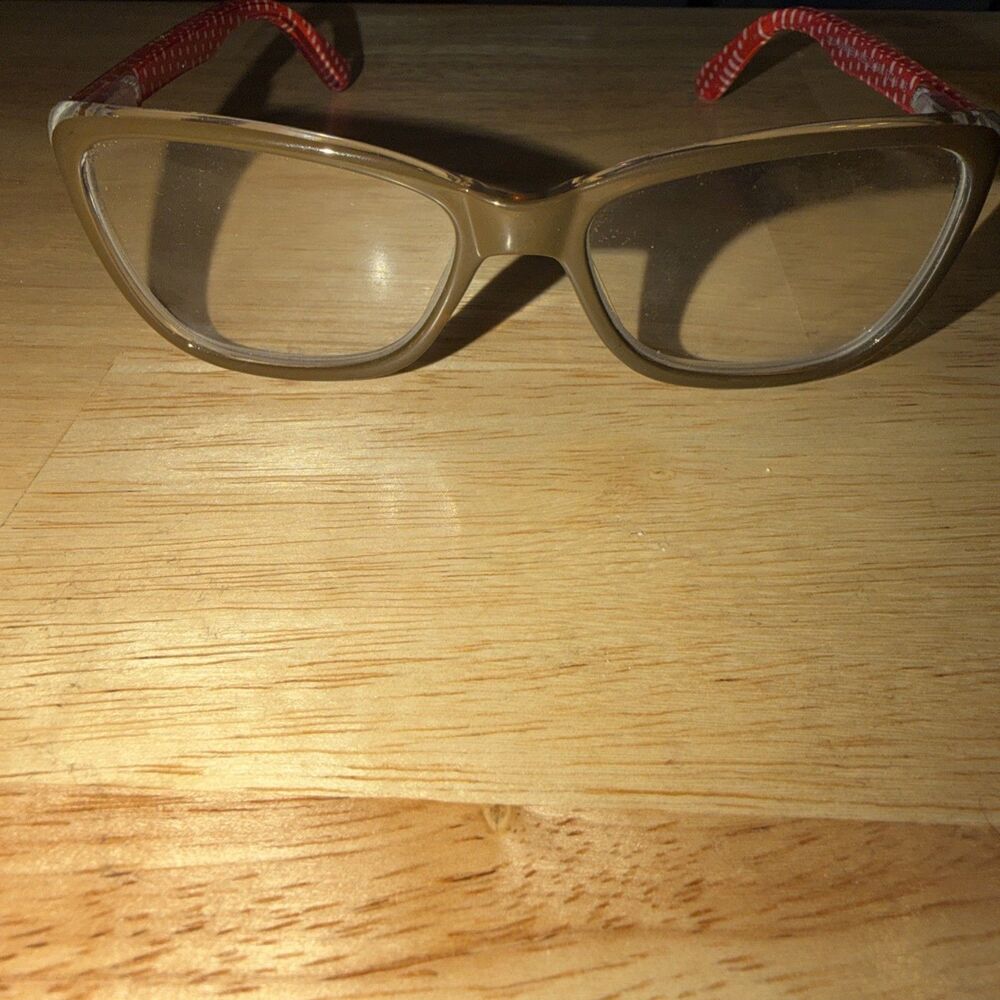 Lulu Guinness LR55 Brown on Crystal Clear 1.50 Cat Eye Frames Only